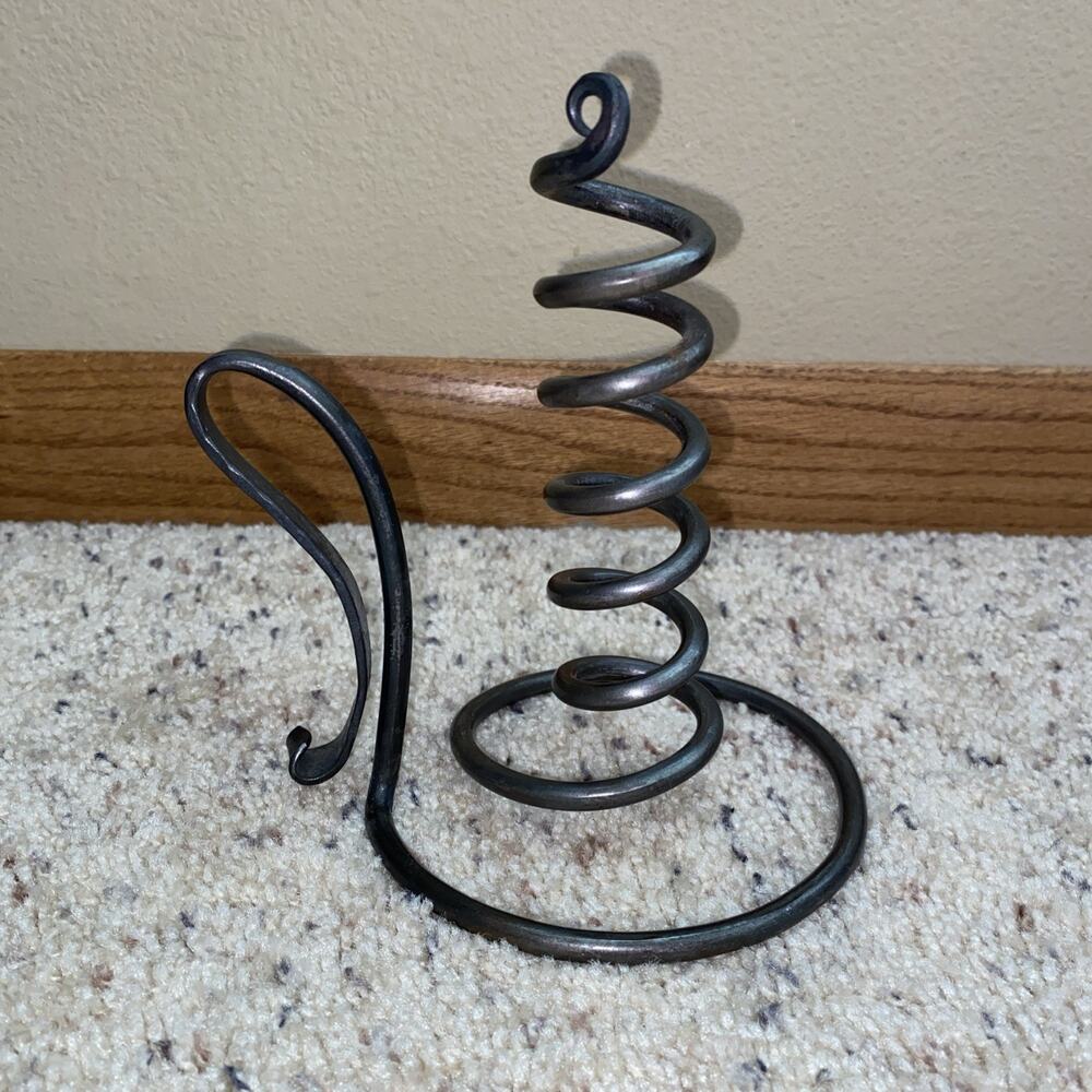 Cast Iron Spiral Adjustable Candlestick Courting Candle Holder Country Primative